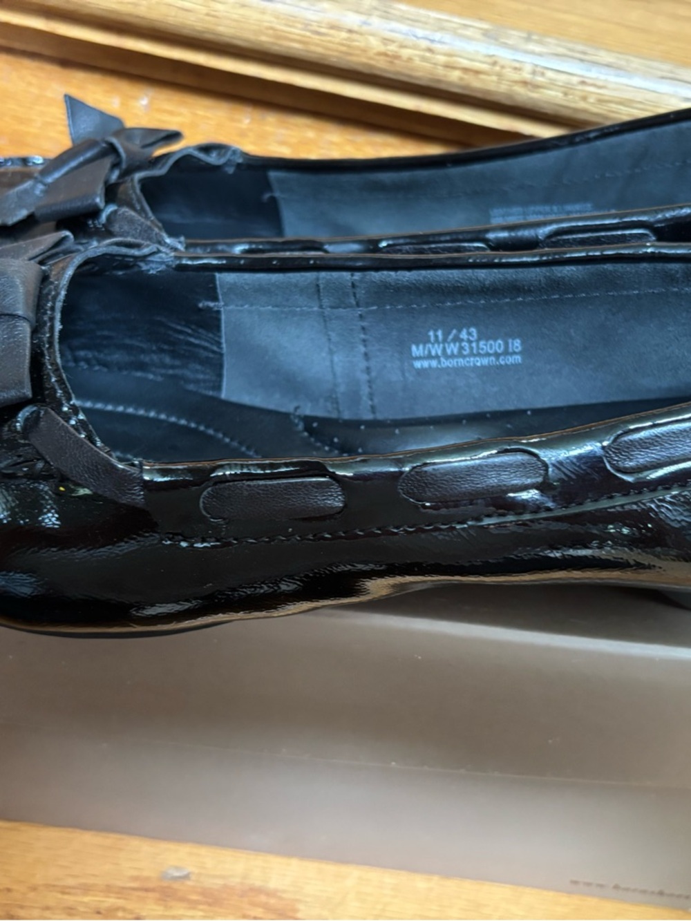 Born Crown Black Bow Patent Leather Driving Loafers - Picture 3 of 9